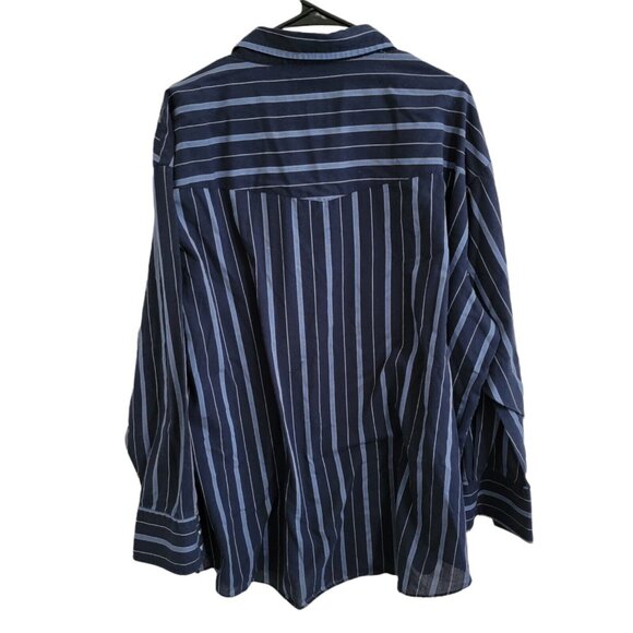 Plains Pearl Snap Western Shirt Mens Size 3XL Blue Long Sleeve Striped Big Man - Picture 2 of 3